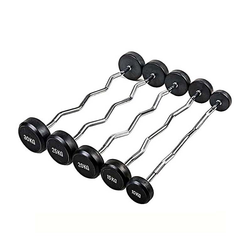 Straight  Curl Fixed Rubber Coated Barbell